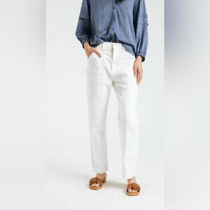 NWT AGOLDE Cooper Cargo Denim Size 34/16 Organic Cotton White